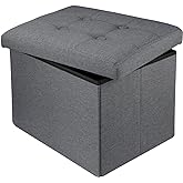 Hamgtrion Ottoman Storage Ottoman Collapsible Ottoman with Storage Foot Rest Small Ottoman Foot Stools Grey L17W13H13inches