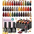 beetles Gel Polish Nail Set 20 Colors Cozy Campfire Collection Orange Yellow Green Brown Fall Gel Polish Set Soak Off Uv Lamp