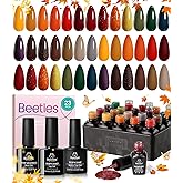 beetles Gel Polish Nail Set 20 Colors Cozy Campfire Collection Orange Yellow Green Brown Fall Gel Polish Set Soak Off Uv Lamp