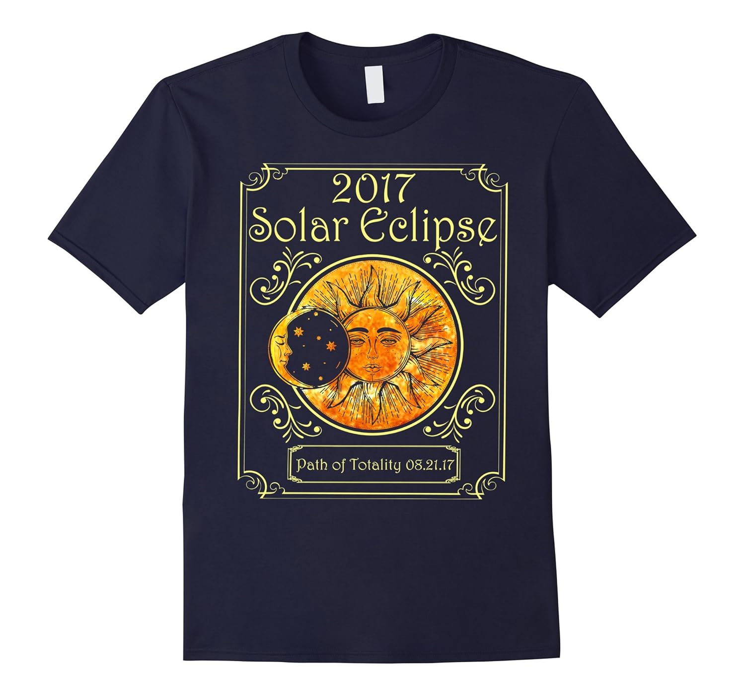 2017 Solar Eclipse Path Of Totality Art Moon And Sun T-shirt-BN