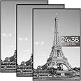 upsimples 24x36 Poster Frame Black 3 Pack, Picture Frames 24 x 36 for Horizontal or Vertical Wall Mounting, Scratch-Proof Wal