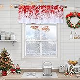 Haperlare - Cenefa de cortina de cocina, cortinas de cenefa de Navidad para ventanas, diseño de copo de nieve, cenefa de cort