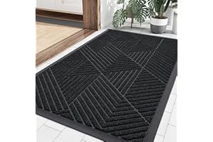 OLANLY Front Door Mat Outdoor Indoor, Heavy Duty Non Slip Rubber Mat, Absorbent Outdoor Rug, Easy Clean Welcome Mat, Low Prof