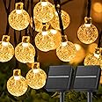 2-Pack 120 LED 72FT Solar Lights Outdoor Waterproof, Crystal Globe Lights with 8 Lighting Modes, Solar Powered Patio Lights f