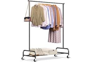 SLEEPING LAMB Heavy Duty Clothing Racks for Hanging Clothes Rack, 43" Wide Rolling Garment Rack Metal Clothing Hanger Rack wi