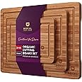 ROYAL CRAFT WOOD Wooden Cutting Boards for Kitchen Meal Prep & Serving - Bamboo Wood Serving Board Set with Deep Juice Groove