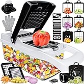 Vegetable Chopper 25 in 1 Multifunction Onion Chopper Dicer, Spiralizer for Veggie Cutter, Mandoline Slicer, Food Chopper wit