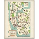 Vintage 1948 New York Subway Map 11x14 Unframed Poster - Classic NYC Transit Map Reproduction, Retro 1940s Subway System Wall