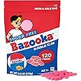 Bazooka New Sugar-Free Bubble Gum Pellets Bag - 120 Count Bulk Gum, Original Flavor, Resealable Pouch Perfect for Sharing, Id