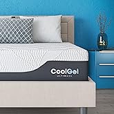 Classic Brands Cool Gel Chill Memory Foam 14-Inch Mattress with 2 Pillows,CertiPUR-US Certified, Mattress in a Box, Queen, Wh