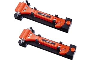 Amazon Basics Emergency Seat Belt Cutter and Window Hammer Tool, Car Accessories, 2 Pack, SW-835