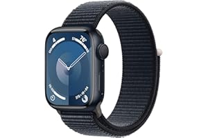 Apple Watch Series 9 [GPS 41mm] Smartwatch with Midnight Aluminum Case with Midnight Sport Loop One Size. Fitness Tracker, EC