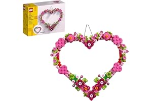 LEGO Heart Ornament Building Toy Kit, Heart Shaped Arrangement of Artificial Flowers, Great Gift for Loved Ones, Unique Arts 