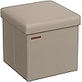 SONGMICS 15 Inches Ottoman with Storage, Footstool, Storage Ottoman, Synthetic Leather, 660 lb Load Capacity, for Dorm Room, 