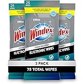 Windex Electronics Wipes, Pre-Moistened Screen Wipes Clean and Provide a Streak-Free Shine, 25 Count, Pack of 3