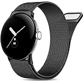 JKD Metal Bands Compatible with Google Pixel Watch 2 Band for Women Men, Adjustable Stainless Steel Mesh Loop Strap Wristband