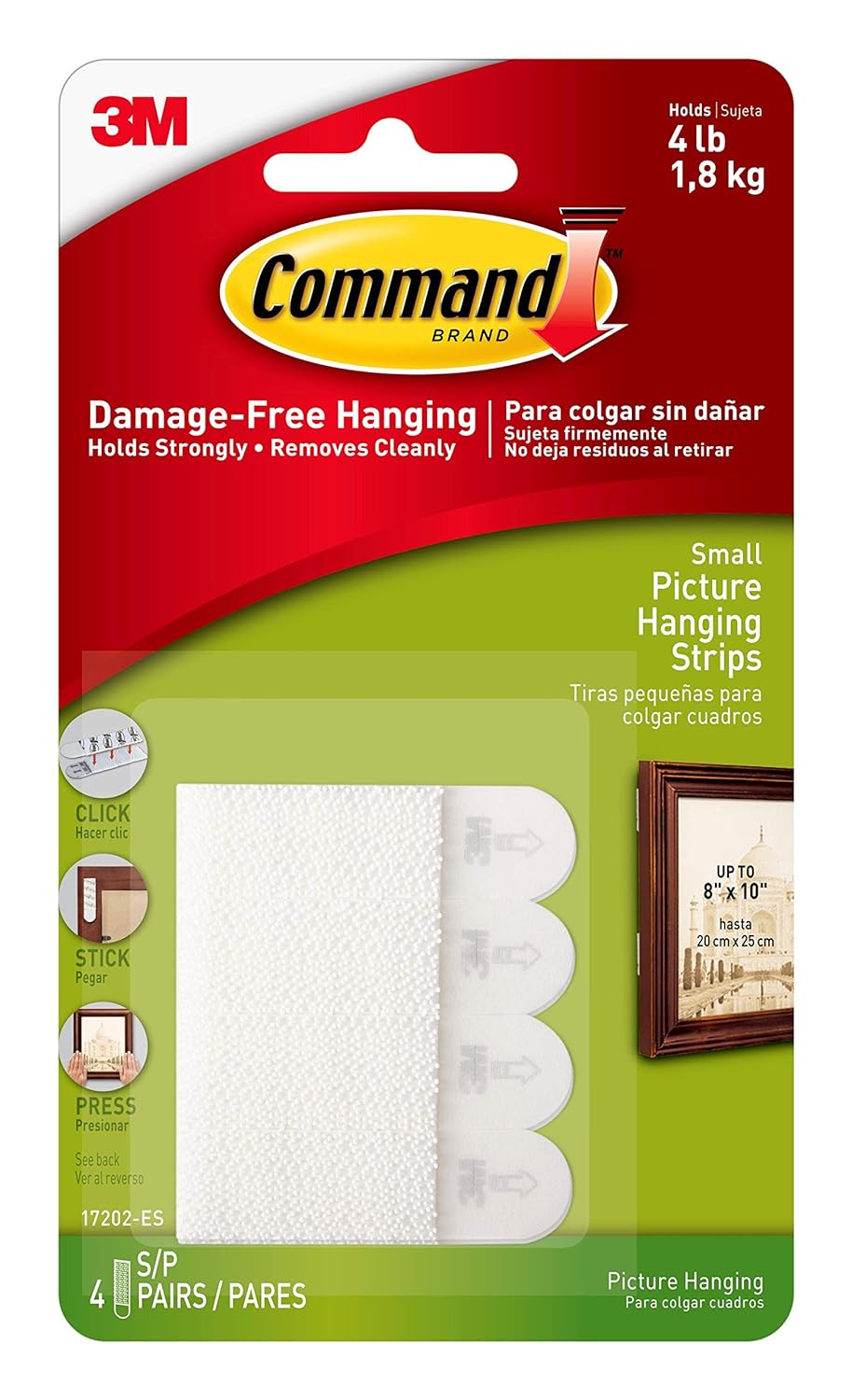 Command 4 lb White Picture Hanging Strips, 9-packages, Indoor Use, Small (17202ES)