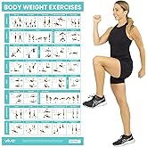 Vive Body Weight Exercise Poster - Workout for Home Gym Laminated Chart - Room Decor Accessories - HITT For Abs, Glute, Core,