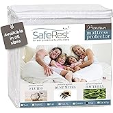 SafeRest 100% Waterproof King Size Mattress Protector - Fitted with Stretchable Pockets - Machine Washable Cotton Mattress Co