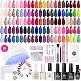 Beetles Gel Nail Polish Kit with U V Light-75PCS Chic Outfits 45 Colors Gel Polish Starter Kit,Soak Off All Season Gel Nail K