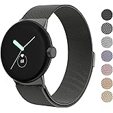 Amzpas Metal Band Compatible with Google Pixel Watch Bands for Women Men, Stainless Steel Mesh Loop Adjustable Wristband Repl