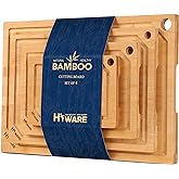 Hiware 4-Piece Extra Large Bamboo Cutting Boards Set for Kitchen, Heavy Duty Cutting Board with Juice Groove, Bamboo Chopping