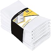 Utopia Kitchen White Cloth Napkins [12 Pack, 18x18 Inch] Cotton Blend Washable and Reusable Table Dinner Napkins