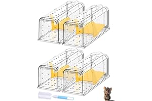 Humane Mouse Traps Indoor Outdoor: 4 Pack Live Mouse Traps - Catch and Release Live Mice Trap - Upgraded - Reusable - Safe & 