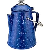 COLETTI Classic Percolator Coffee Pot — The Most Nostalgic Camping Coffee Pot, Now Modernized [Blue Enamel, 12 Cup]