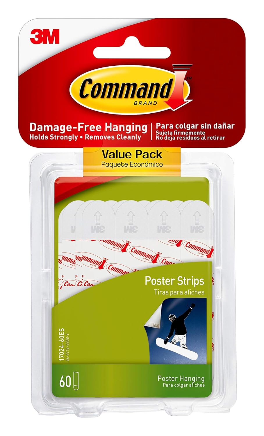 Command Poster Hanging Strips Value Pack, Small, White, 60-Strips (17024-60ES)