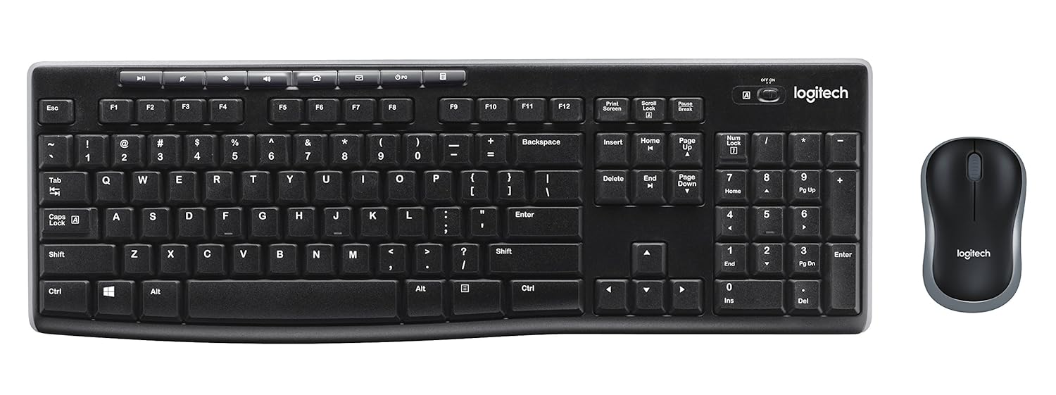 Logitech MK270 Wireless Keyboard and Mouse Combo - Keyboard and Mouse Included, 2.4GHz Dropout-Free Connection, Long Battery Life (Frustration-Free Packaging)