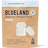 BLUELAND Dishwasher Detergent Tablet Refill 60 Count- Plastic-Free & Eco Friendly Alternative to Liquid Pods or Sheets - Natu