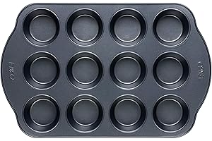 EKCO Vasconia Evolution, Molde de 12 Muffins de Acero Inoxidable, Gris, 1 Unidad