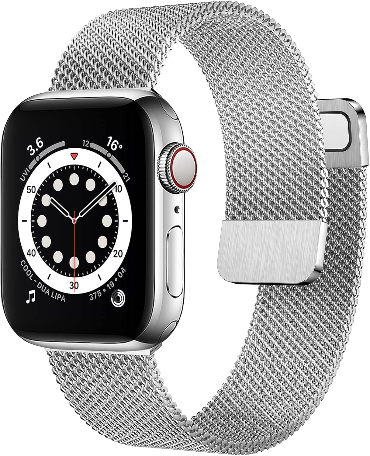 OUHENG Compatible with Apple Watch Bands 40mm 38mm 44mm 42mm, Magnetic Stainless Steel Mesh Loop Metal Band Strap for iWatch Series 6/5/4/3/2/1 SE (Silver, 40mm 38mm)