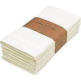 Urban Villa Dinner Napkins (Set of 12) Size 18x18 Inches Solid Ivory Color Cloth Napkins 100% Cotton Fall Dinner Napkins Than