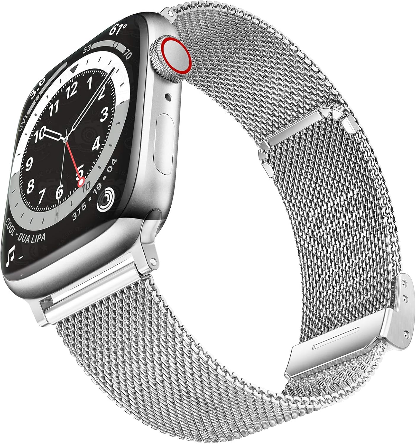 Geoumy Bands Compatible with Apple Watch Band 38mm 40mm, Stainless Steel Milanese Mesh Loop Replacement Men Women Strap for iWatch Series SE/6/5/4/3/2/1,Silver