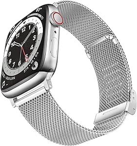 Geoumy Bands Compatible with Apple Watch Band 38mm 40mm, Stainless Steel Milanese Mesh Loop Replacement Men Women Strap for iWatch Series SE/6/5/4/3/2/1,Silver