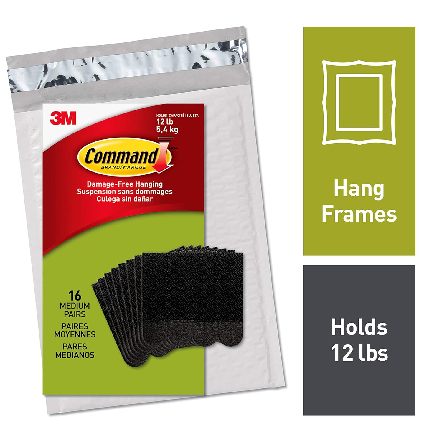 Command Picture Hanging Strips, Medium, Black, 16-Pairs (PH204BLK-16ES) - Easy to Open Packaging