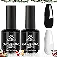 Beetles Gel Nail Polish Kit- 2 Pcs 15ml Black And White Gel Polish Black Winter Gel Nail Polish Black Nail Polish Soak Off Le