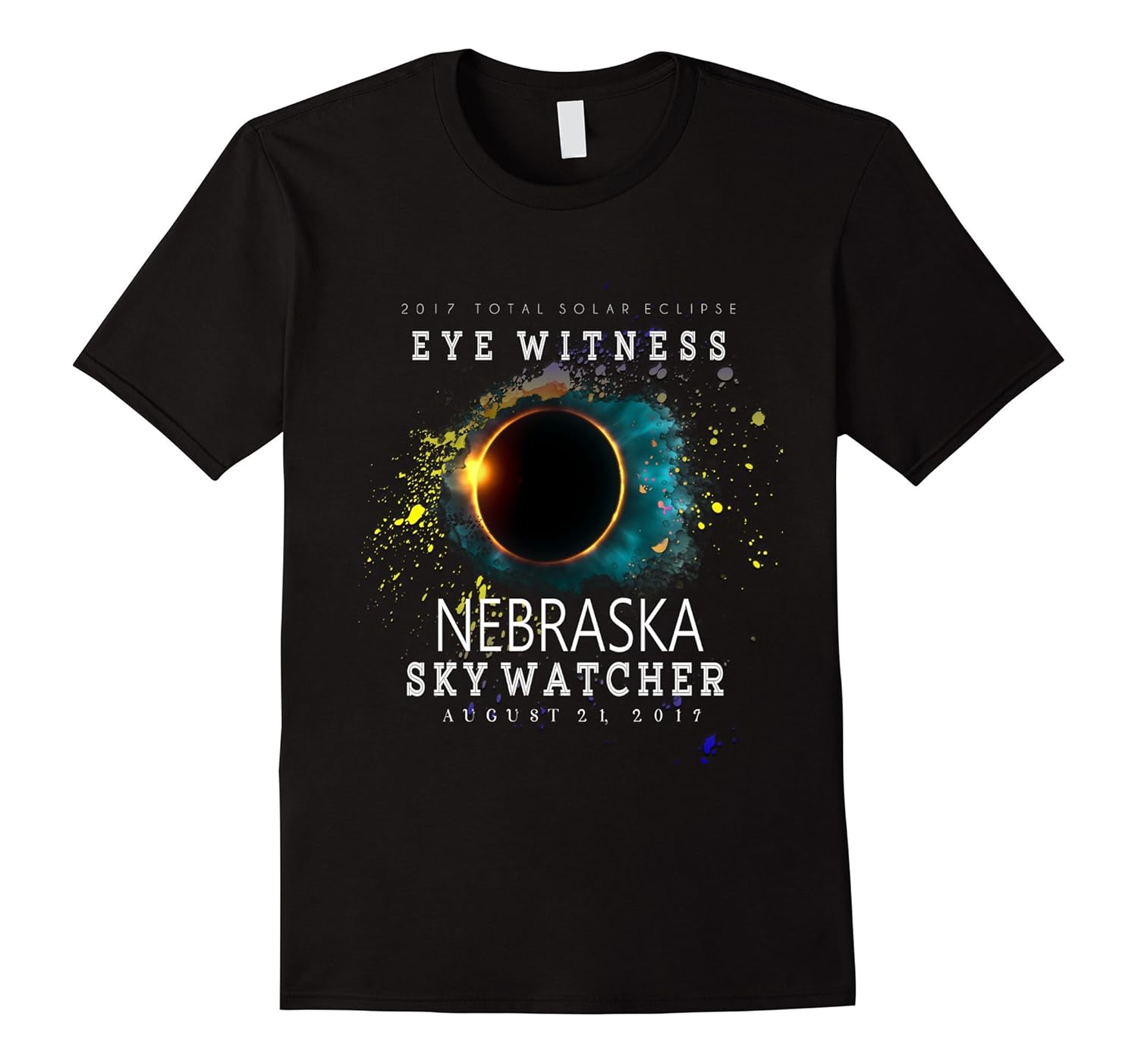 2017 Total Solar Eclipse Eye Witness Nebraska State T Shirt-BN