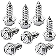 Chrome License Plate Screw Kit - Set of 8 Stainless Steel Fasteners for License Plates, Frames, and Covers on Domestic Cars, 