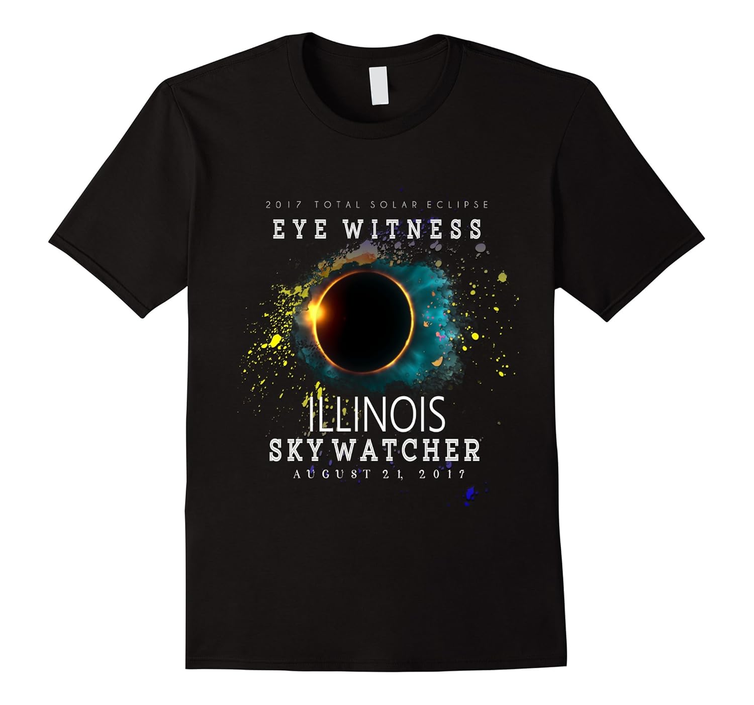 2017 Total Solar Eclipse Eye Witness Illinois State T Shirt-BN