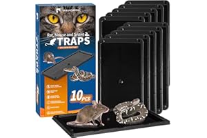 LULUCATCH Sticky Mouse Trap, 10 Pack Large Glue Traps, Heavy Duty Non-Toxic Bulk Glue Boards Mouse Traps Indoor for Mice, Sna