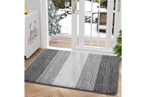 Grandaily Indoor Doormat, 20" x 32" Non-Slip Mud Trapper Absorbent Front Door Mats, Washable Striped Inside Entryway Mat, Low