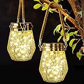 Keevvon Solar Lantern Outdoor, 2 Pack Hanging Solar Lights Outdoor Waterproof, Upgraded 60 LED Lanterns Decorative Outdoor Ga