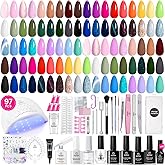 Beetles Gel Nail Polish Kit with U V Light 97Pcs Travel Holiday 45 Colors Gel Polish Set with Nail Stamp Nail Tips Base Top C