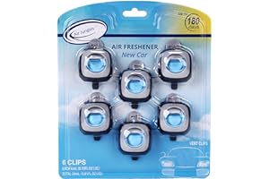 Air Jungles New Car Scent Car Air Freshener Clip, 6 Car Freshener Vent Clips, 4ml Each, Long Lasting Air Freshener for Car, U