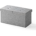 Otto & Ben 30" Storage Ottoman with SMART LIFT Top, Upholstered Tufted Bench, Foot Rest, Light Grey