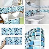 BEAUSTILE Decorative Tile Stickers Peel and Stick Backsplash Fire Retardant Tile Sheet (10pcs) (R, N.Blue)