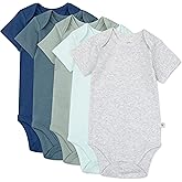 HonestBaby baby-boys 5-pack Short Sleeve Bodysuits One-piece 100% Organic Cotton for Infant Baby Boys, Unisex